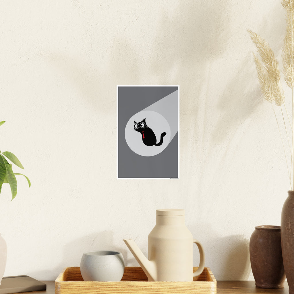 Black Cat Poster — Minimalist Cute Cat Art Print