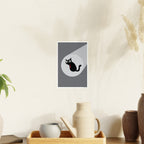 Black Cat Poster — Minimalist Cute Cat Art Print