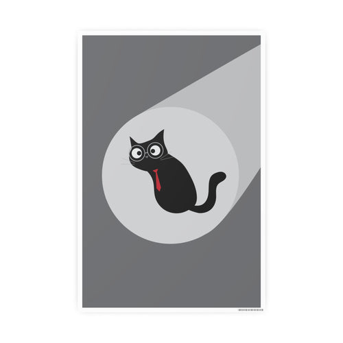 Black Cat Poster — Minimalist Cute Cat Art Print