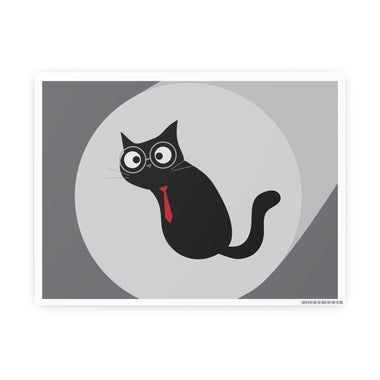 Black Cat Poster — Minimalist Cute Cat Art Print