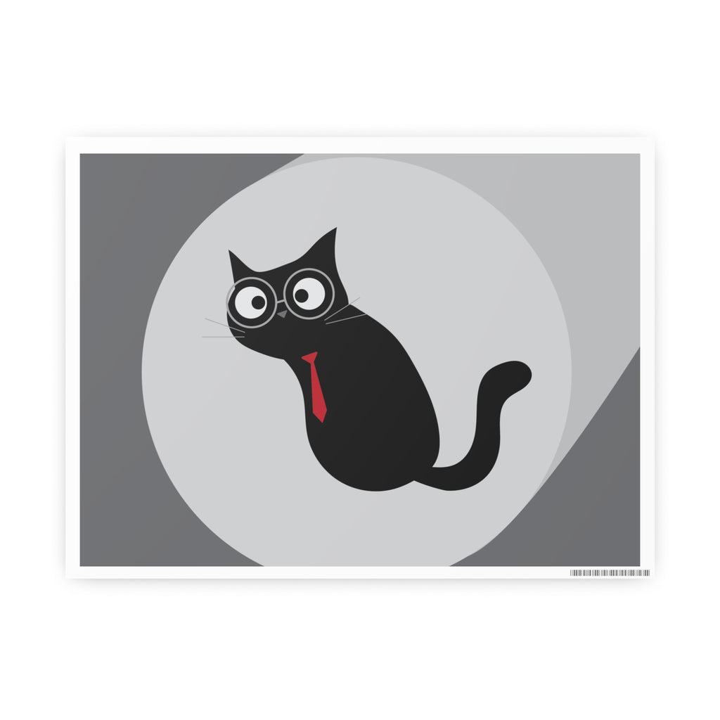 Black Cat Poster — Minimalist Cute Cat Art Print