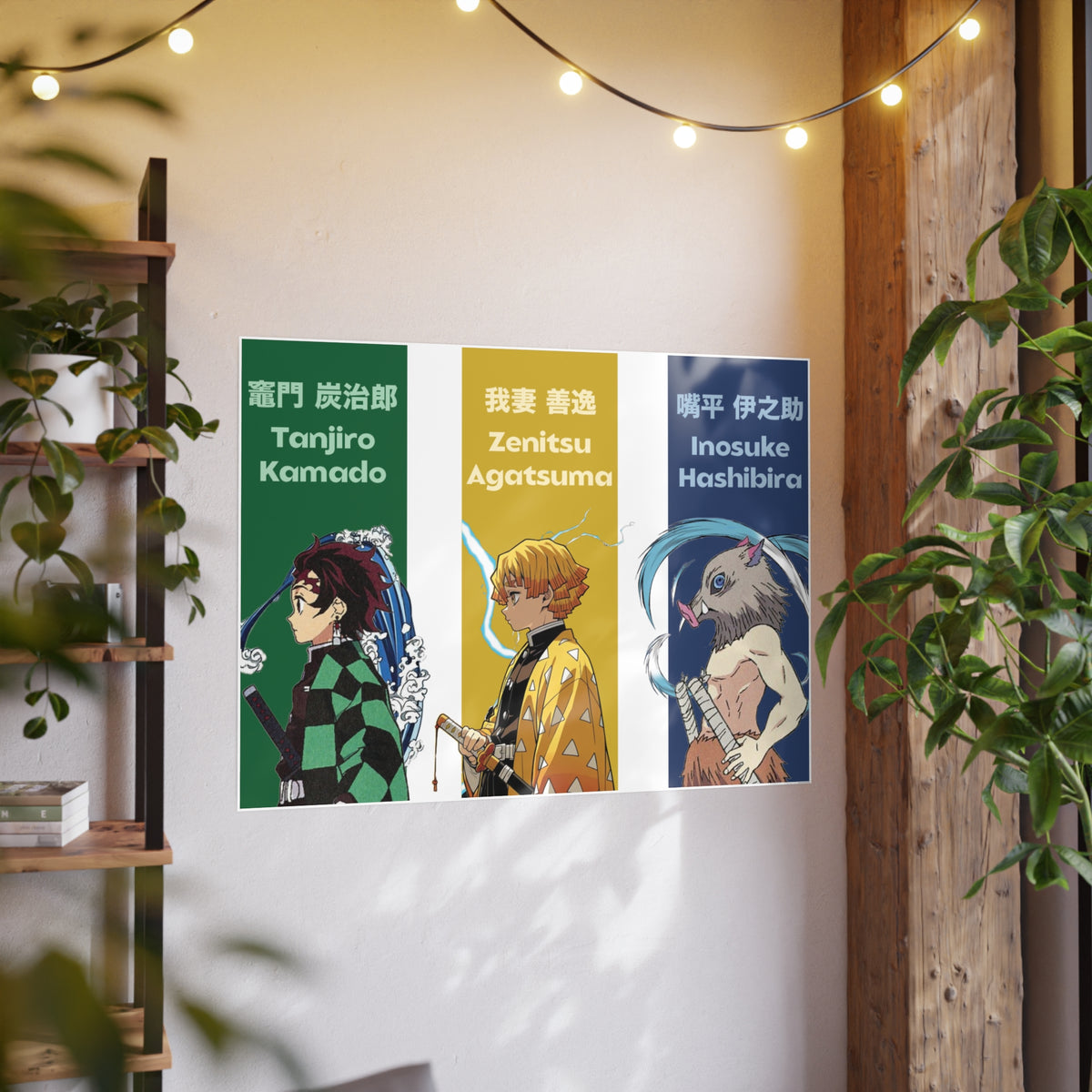 Demon Slayer Character Poster Set — Tanjiro, Zenitsu & Inosuke Art Prints