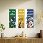Demon Slayer Character Poster Set — Tanjiro, Zenitsu & Inosuke Art Prints