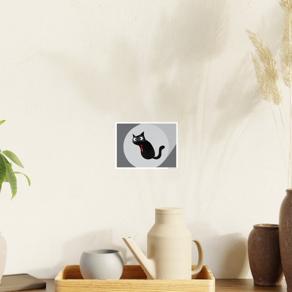 Black Cat Poster — Minimalist Cute Cat Art Print